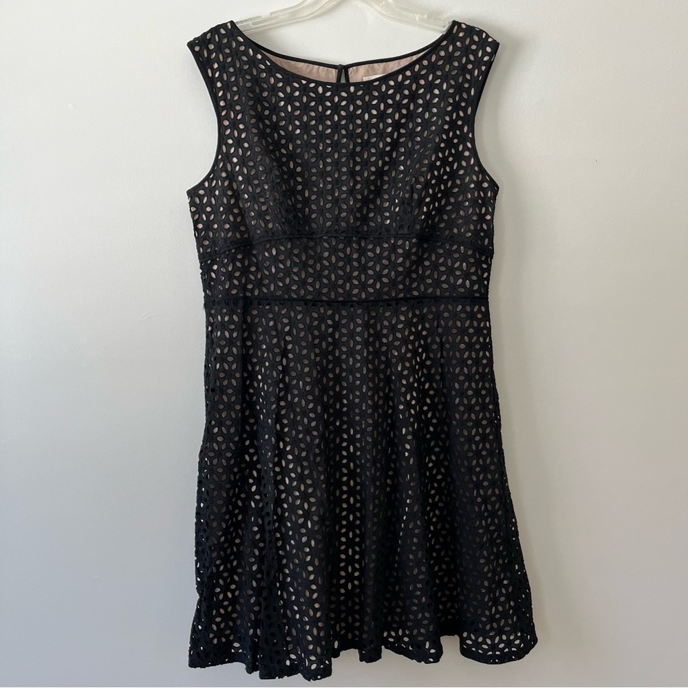 LOFT Eyelet Lace A-Line Dress 14 Black